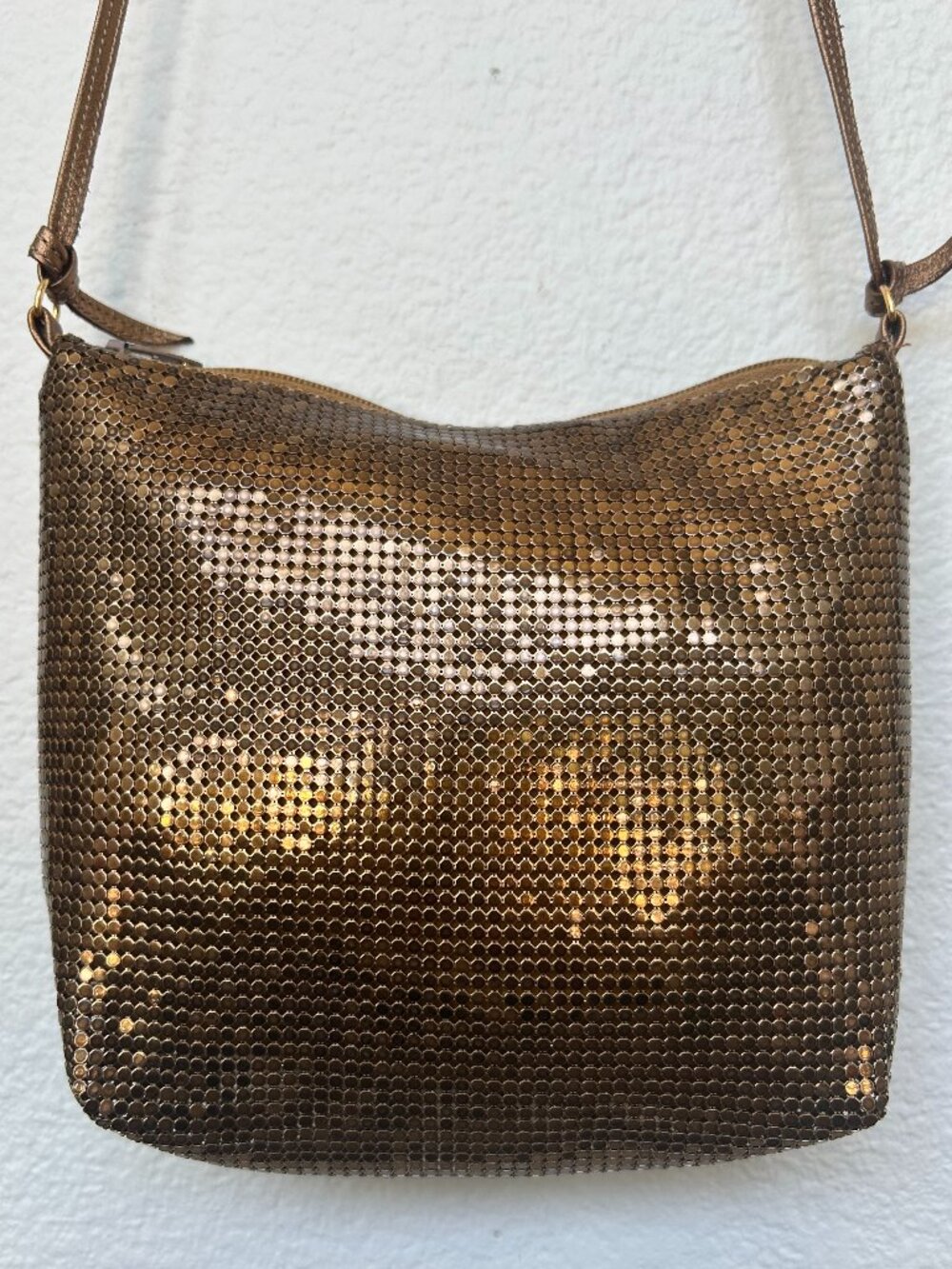 Whiting and Davis Co bronze/copper 'armor mesh' evening bag.